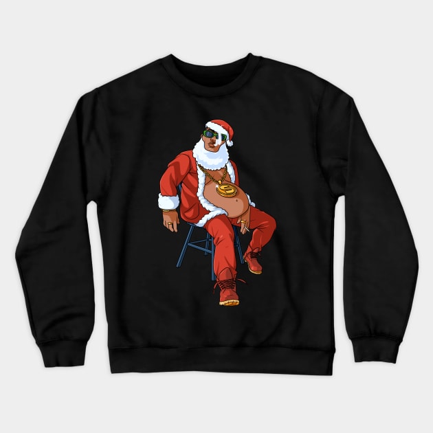 Black Santa Claus Hip Hop Gangster Christmas Rap Crewneck Sweatshirt by Noseking